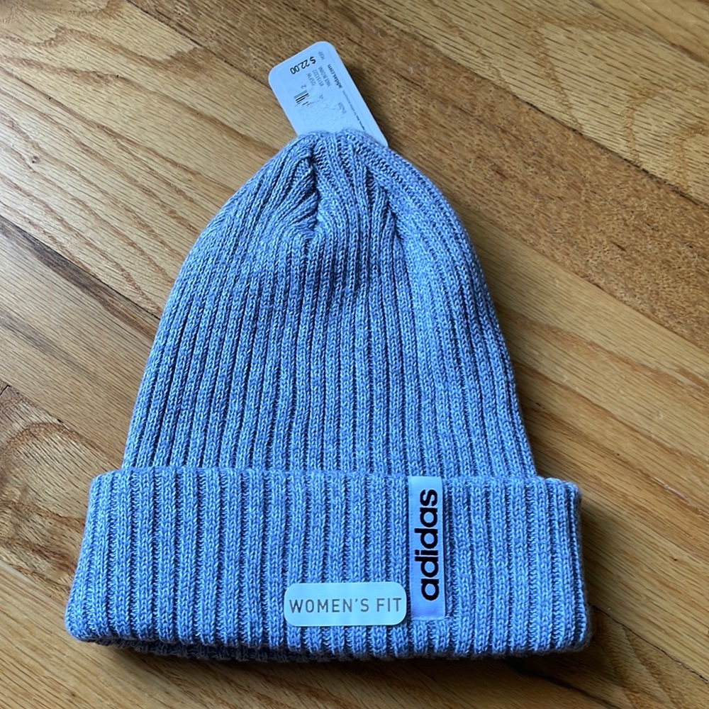Adidas women’s fit gray beanie NWT